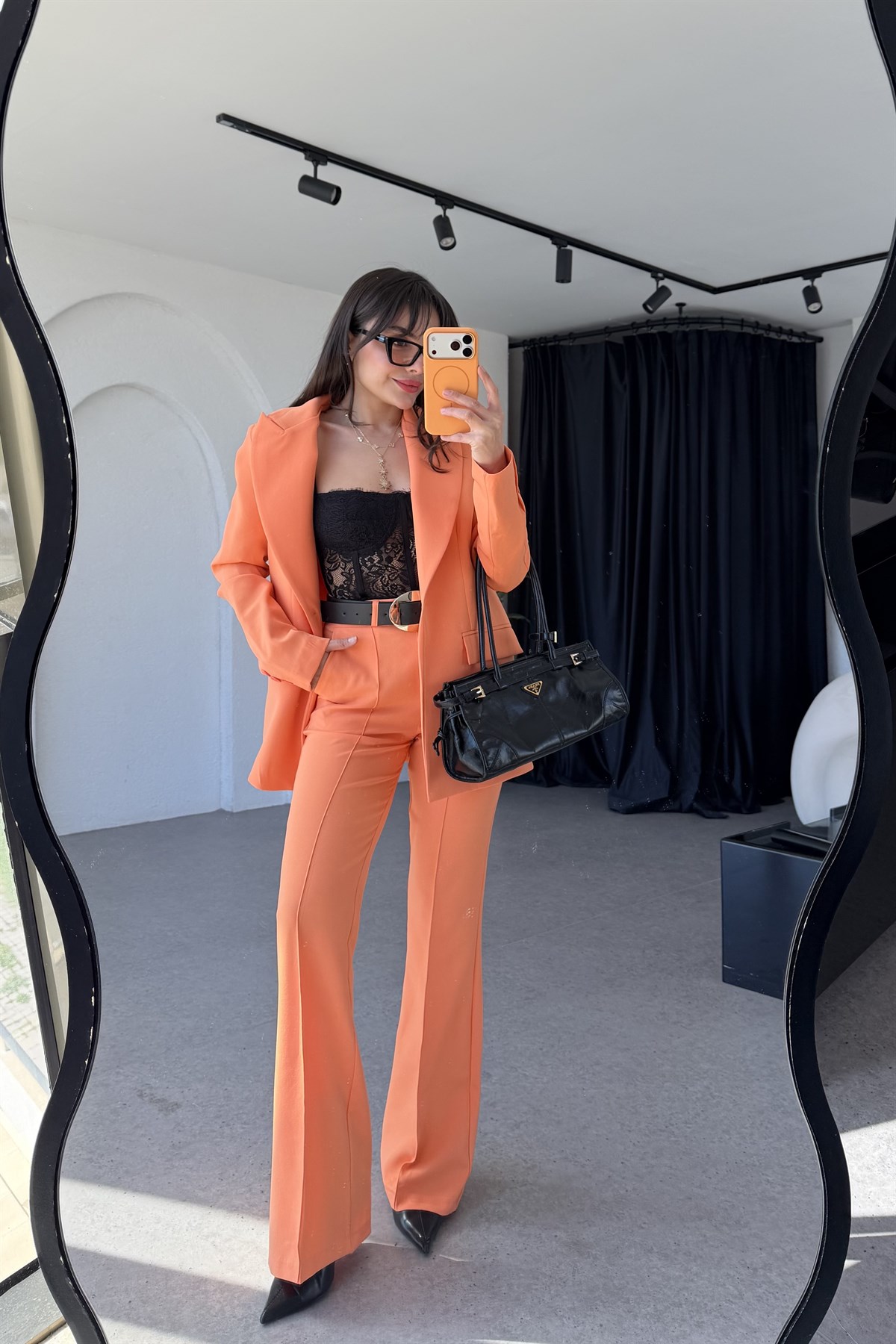 Jewel Turuncu Blazer Pantolon Takım