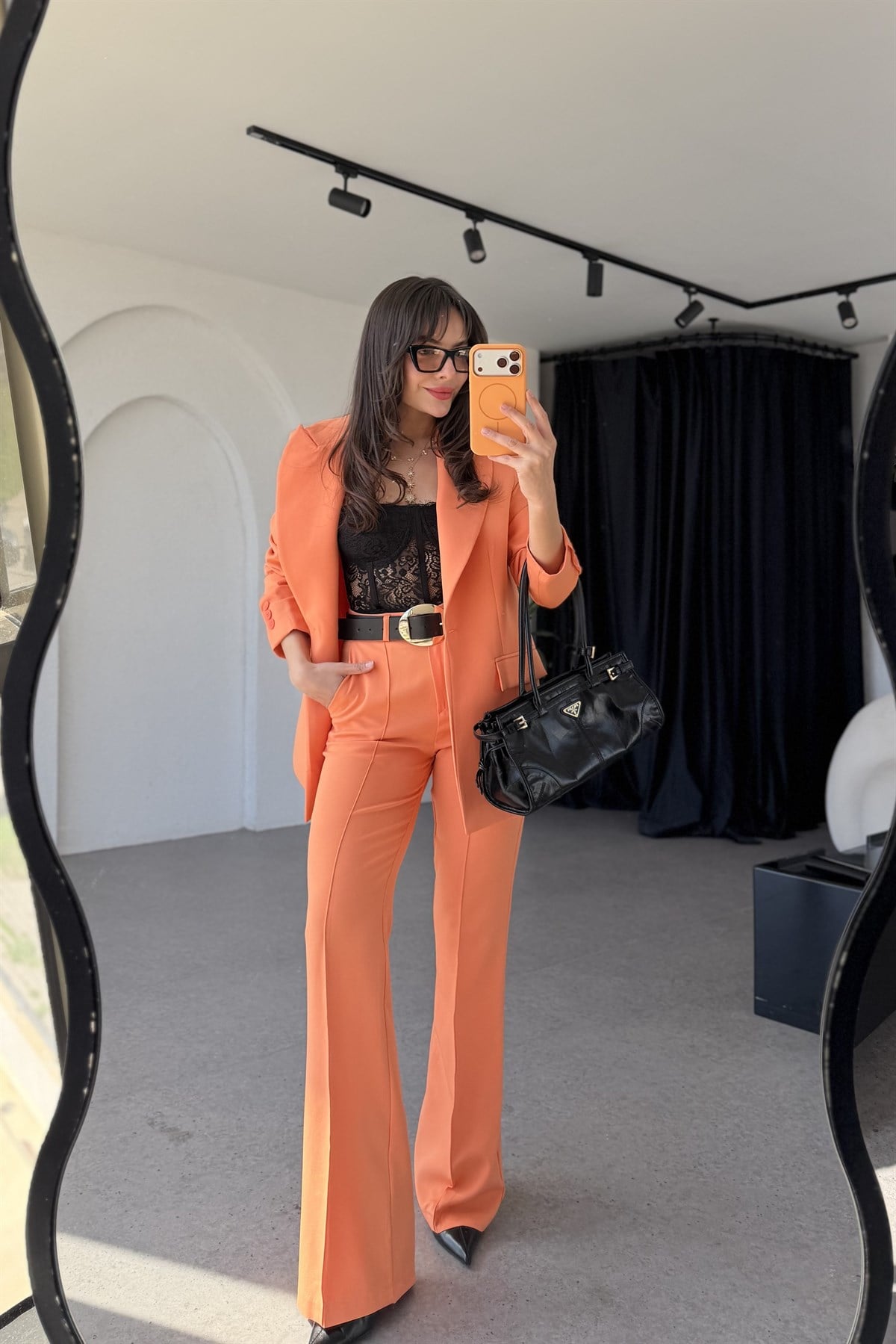 Jewel Turuncu Blazer Pantolon Takım