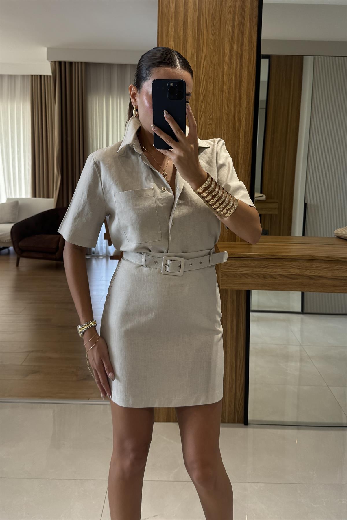 Jimmy Natural Kemerli Etekli Takım