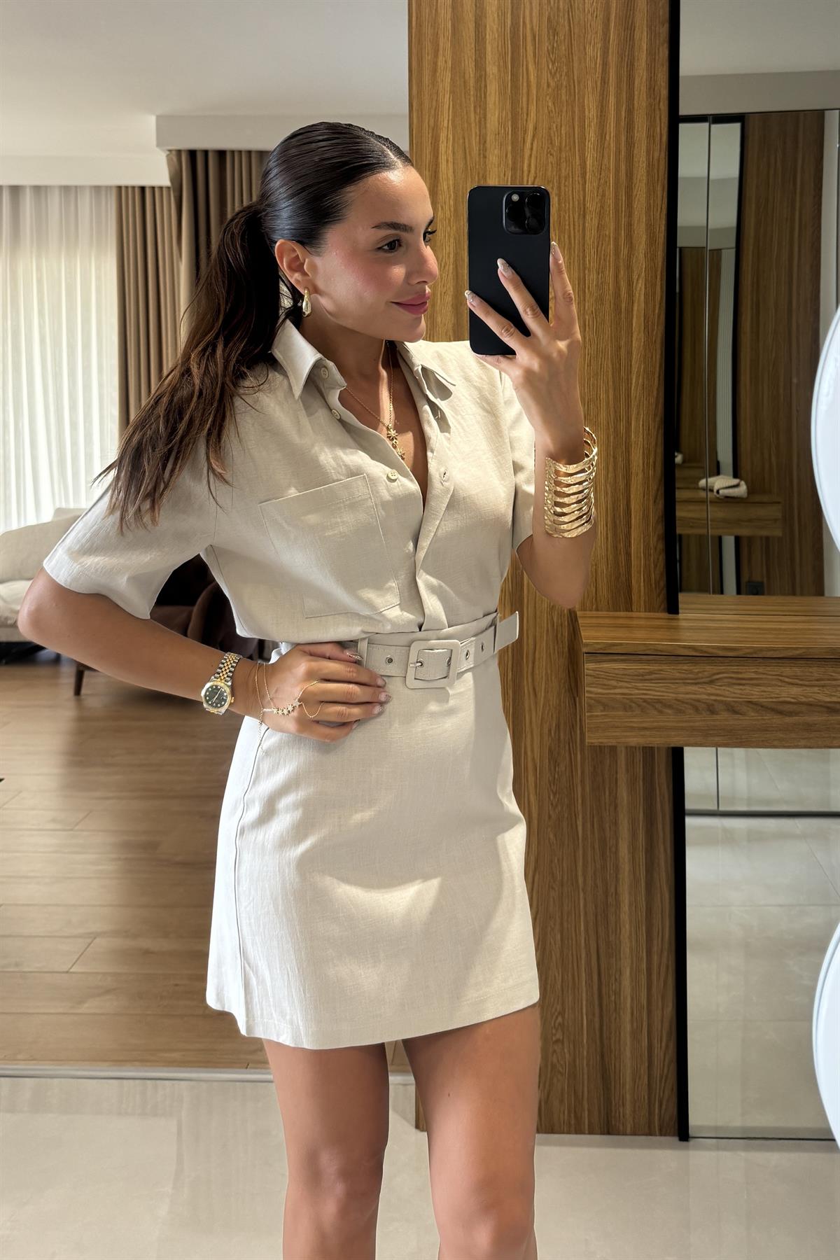 Jimmy Natural Kemerli Etekli Takım