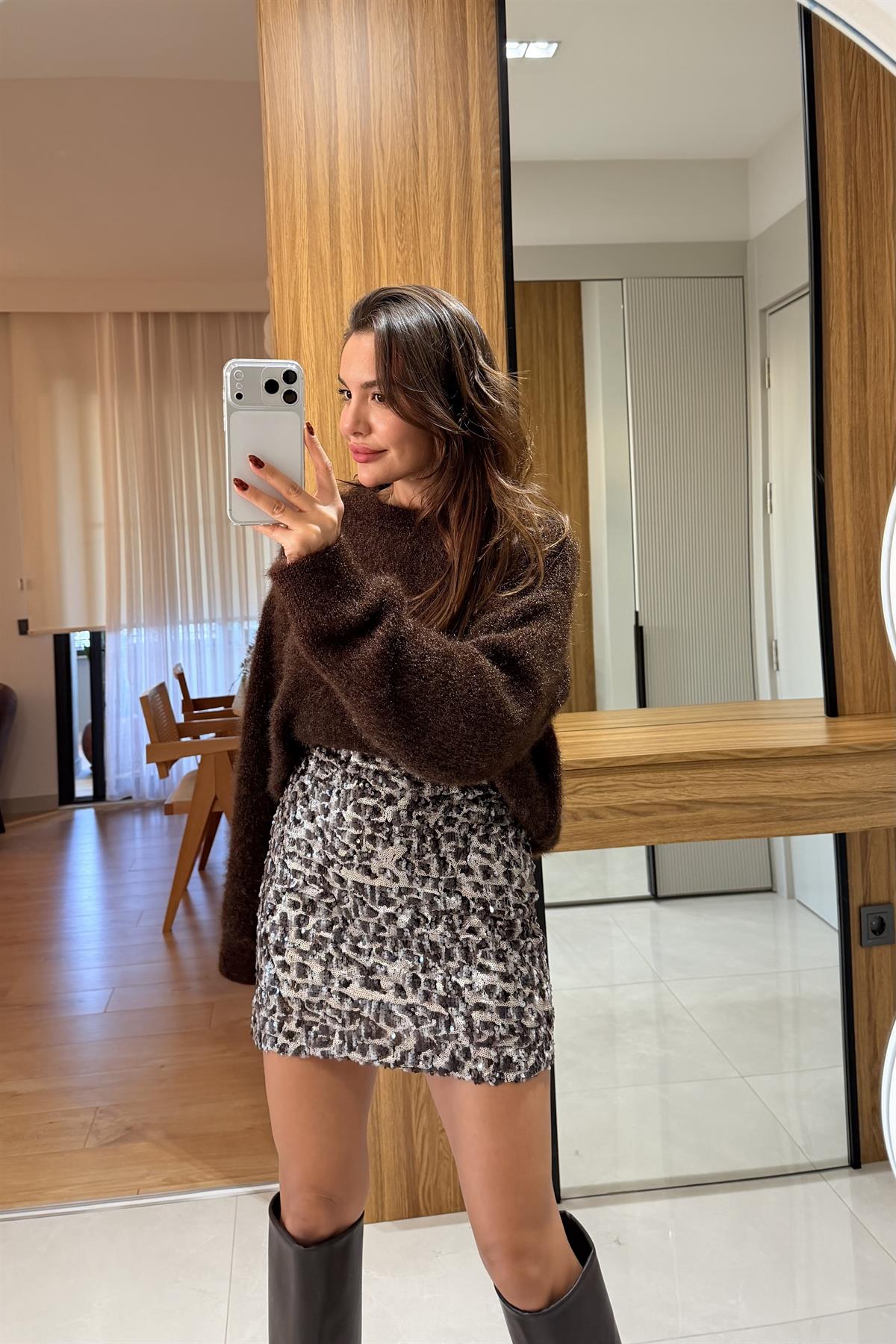 Jolie Leopar Pul Payet Etek