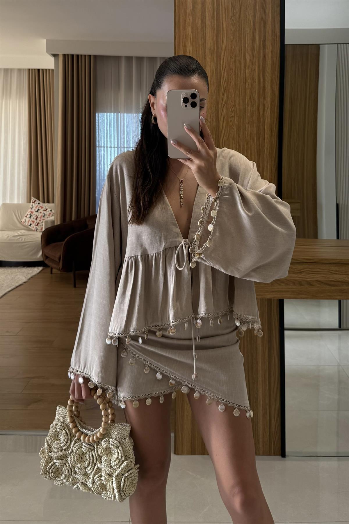 Jophie Boncuk Detaylı Etek 