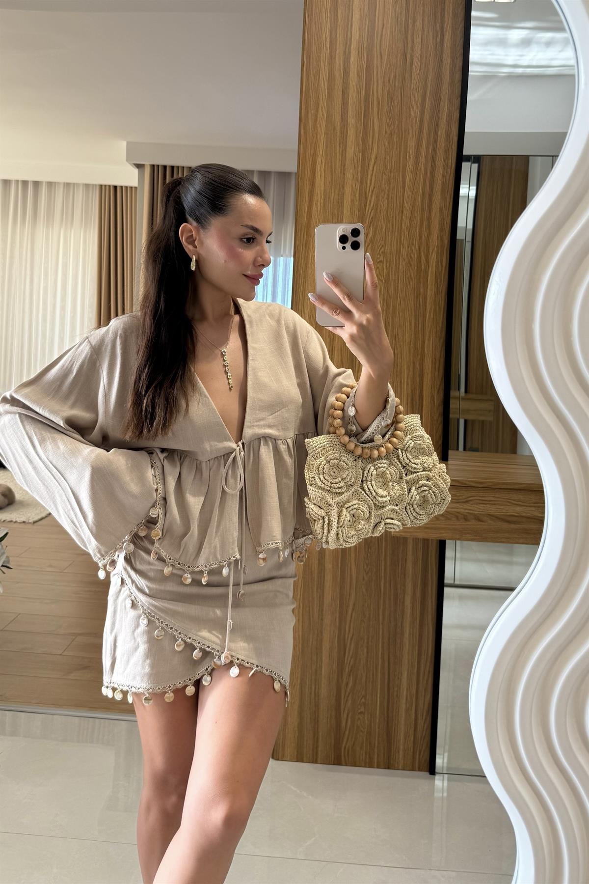 Jophie Boncuk Detaylı Etek 