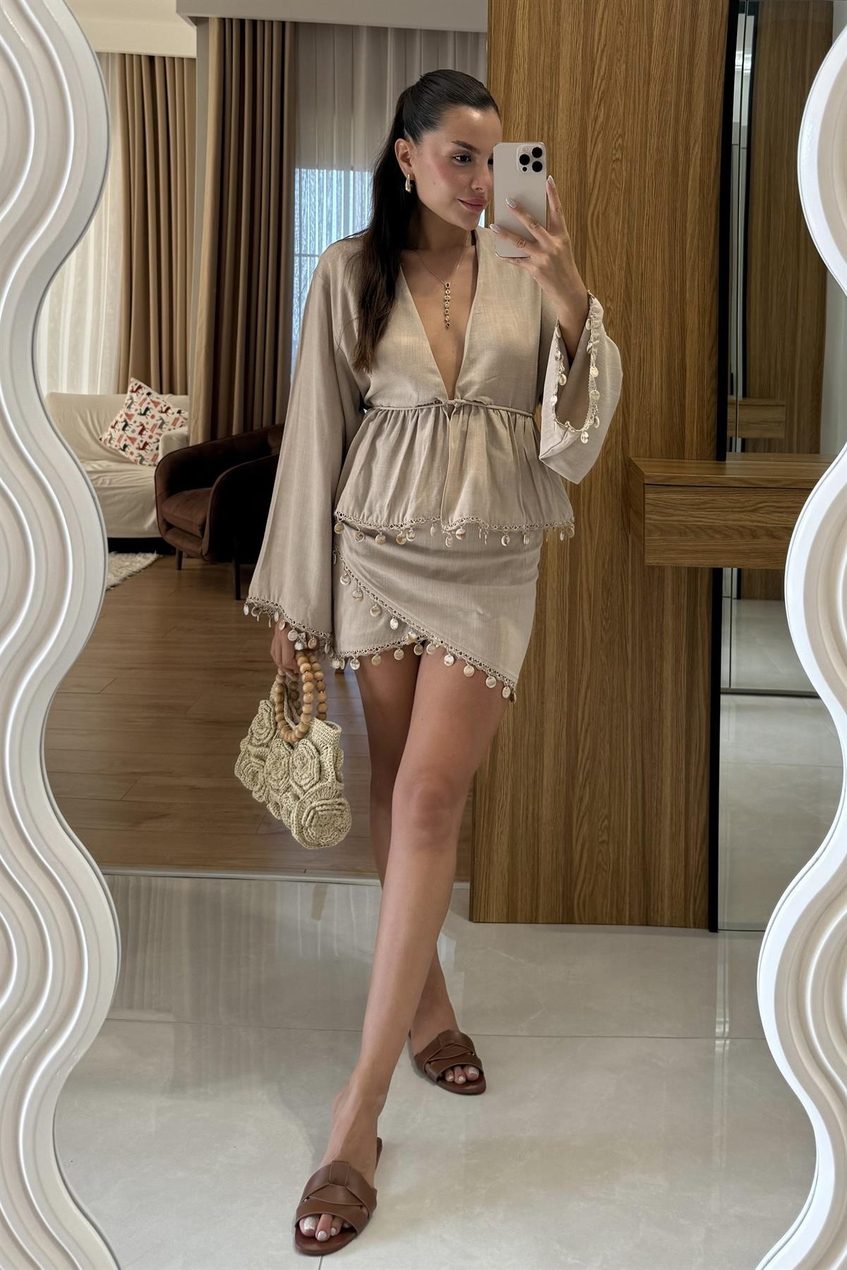 Jophie Boncuk Detaylı Etek 