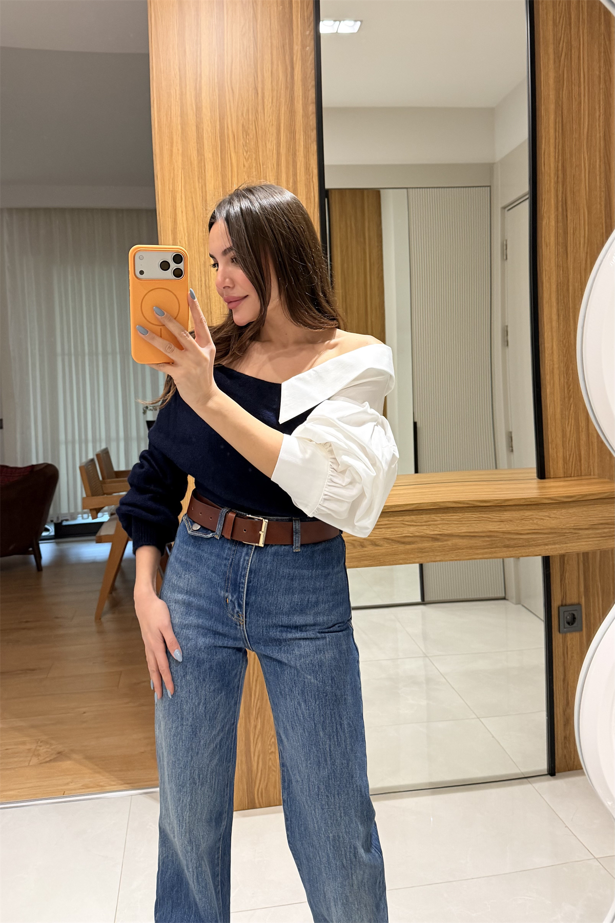 Jordan Lacivert Gömlek Detaylı Triko Kazak