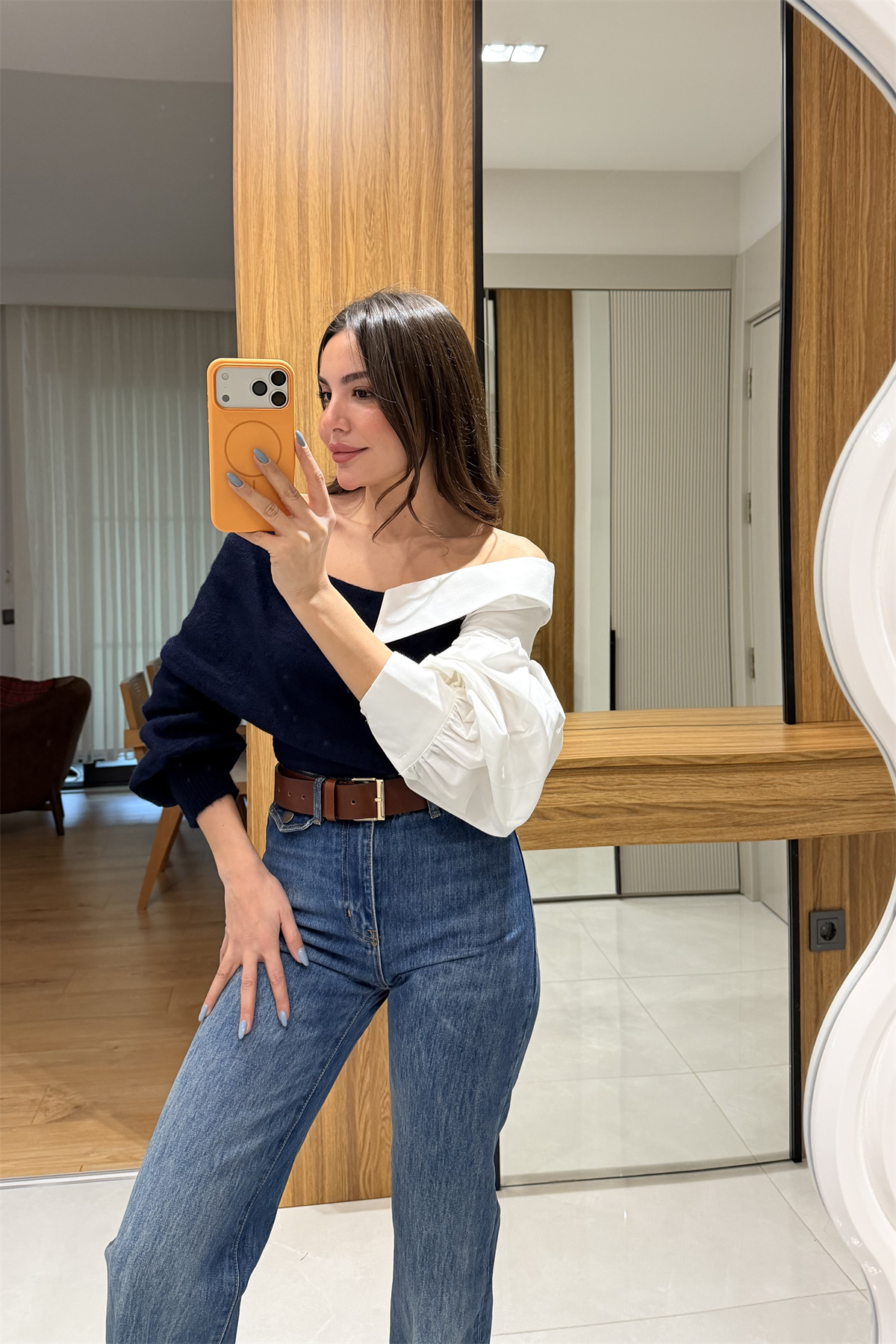 Jordan Lacivert Gömlek Detaylı Triko Kazak