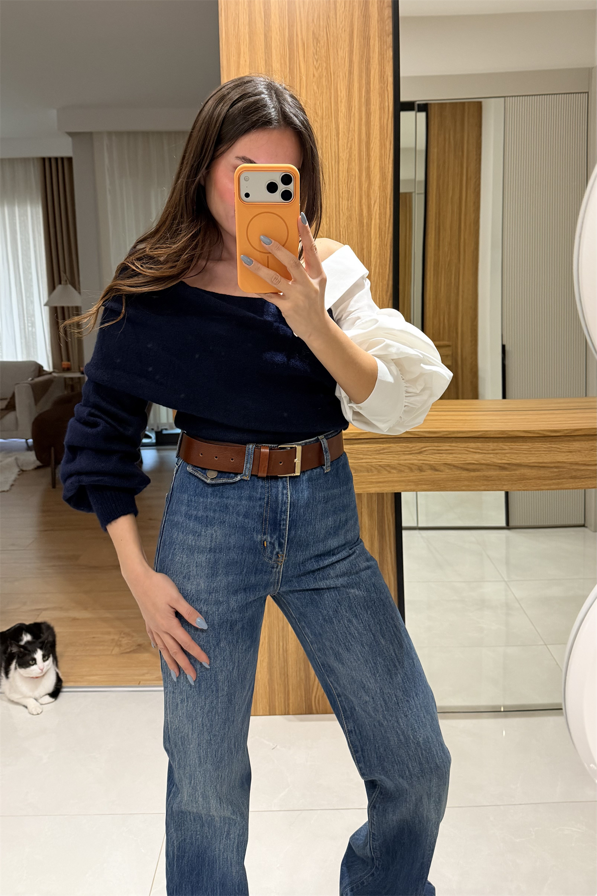 Jordan Lacivert Gömlek Detaylı Triko Kazak