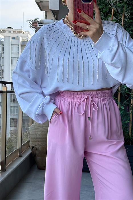 Jorge Taş Aksesuarlı Sweat - Beyaz