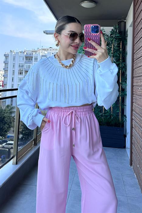 Jorge Taş Aksesuarlı Sweat - Beyaz