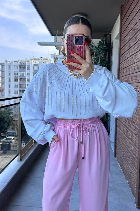 Jorge Taş Aksesuarlı Sweat - Beyaz