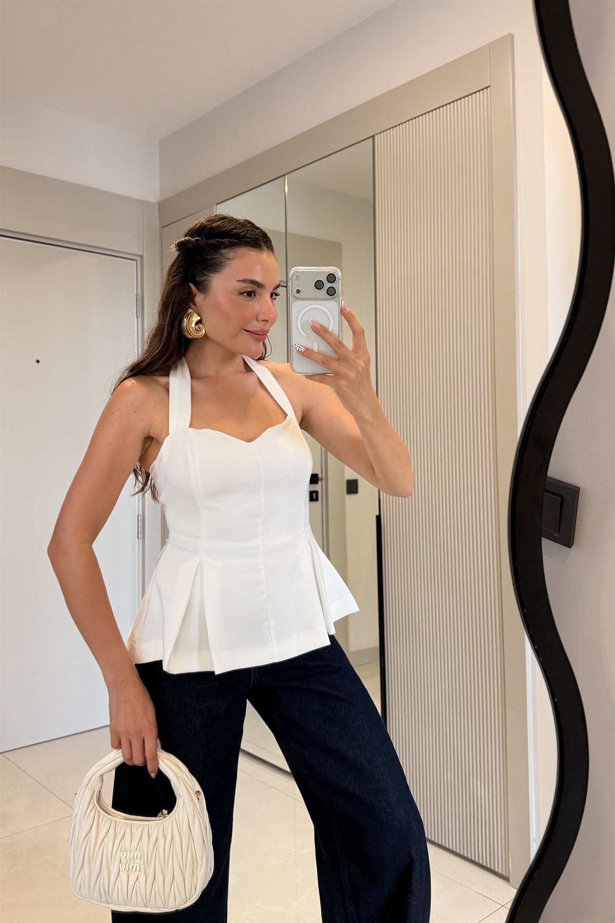 Jorie Beyaz Halter Yaka Büstiyer 