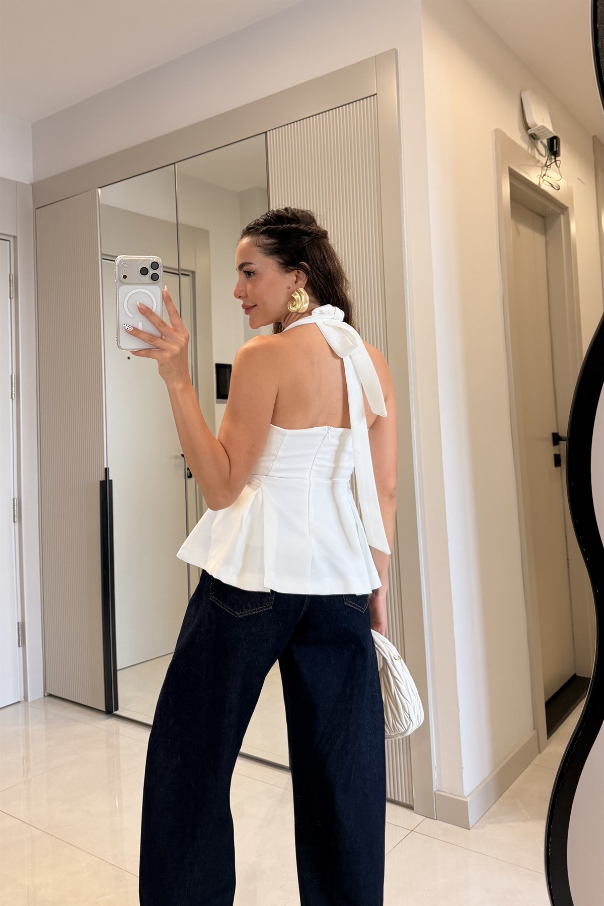 Jorie Beyaz Halter Yaka Büstiyer 