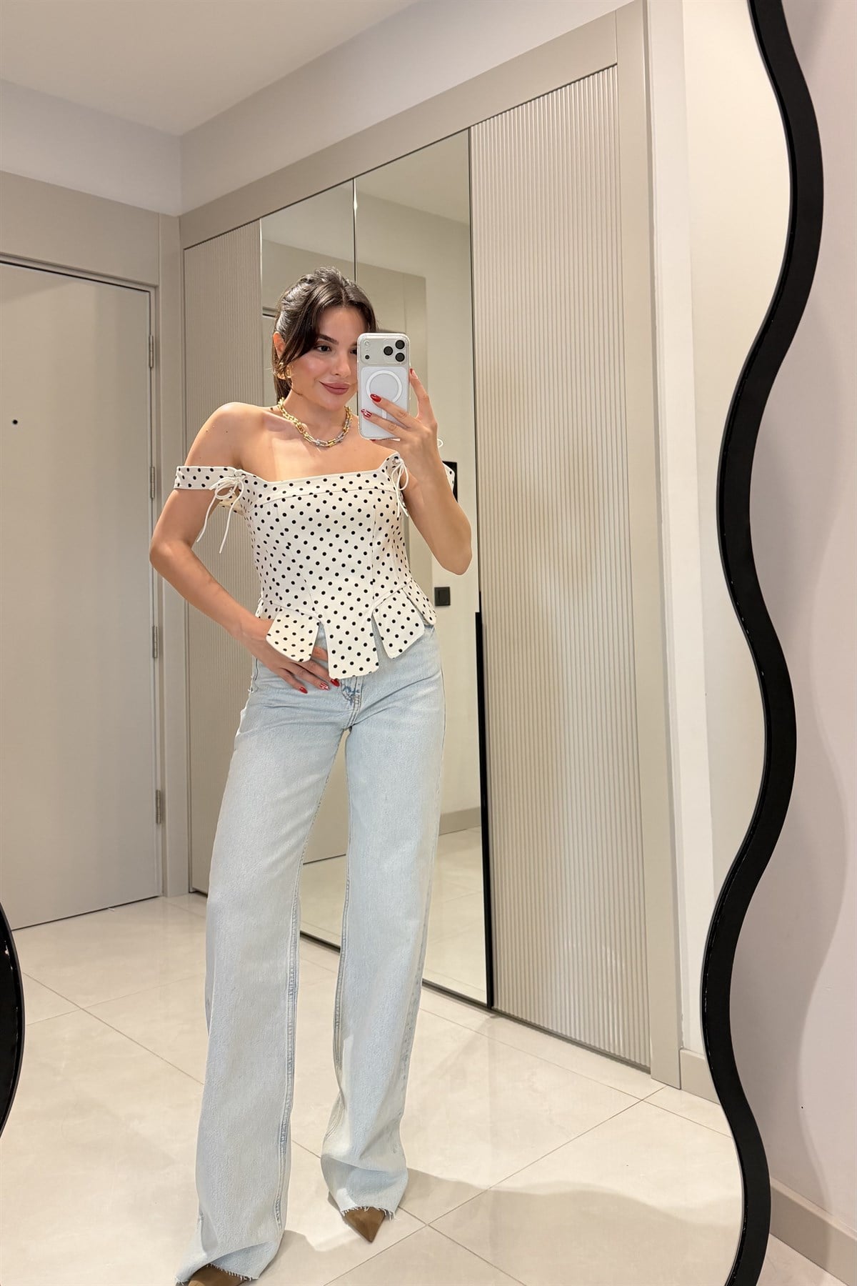 Josalia  Lightblue Palazzo Yüksek Bel Jean