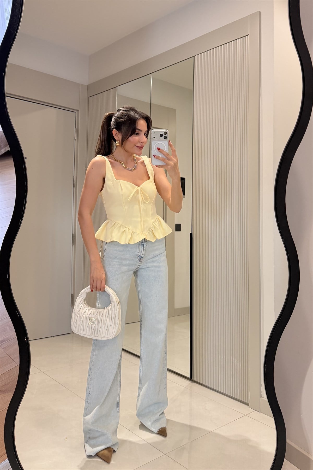 Josalia  Lightblue Palazzo Yüksek Bel Jean