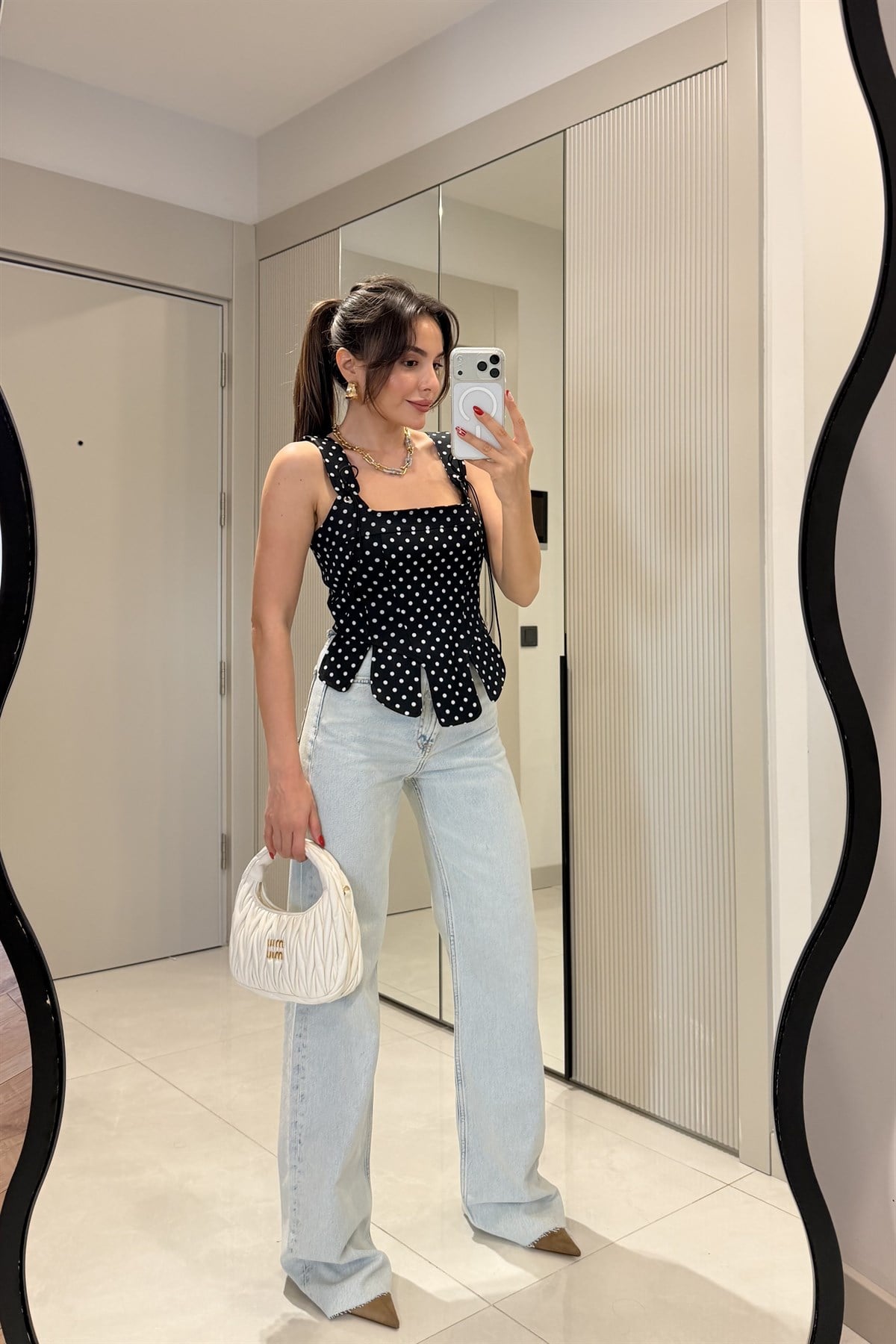 Josalia  Lightblue Palazzo Yüksek Bel Jean