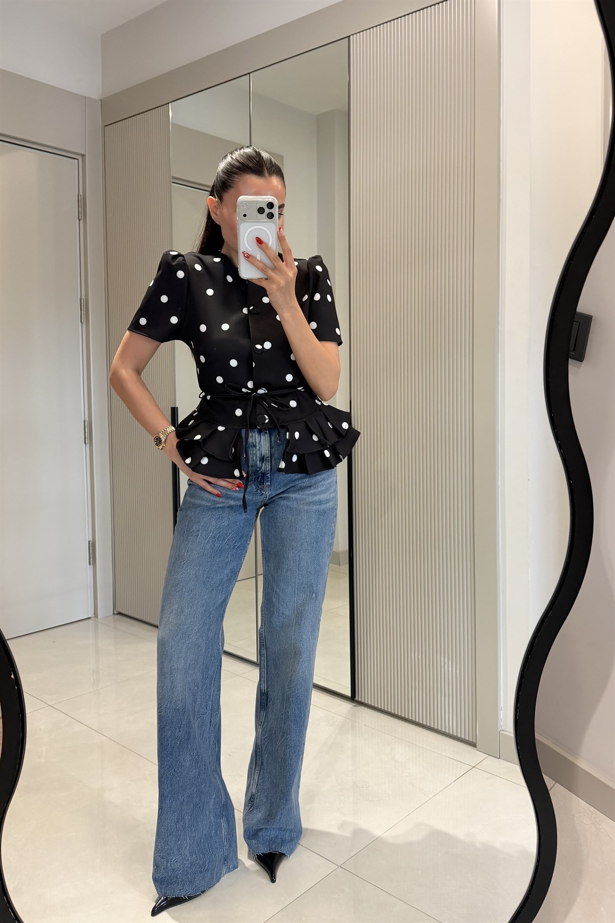 Josalia  Midblue Palazzo Yüksek Bel Jean