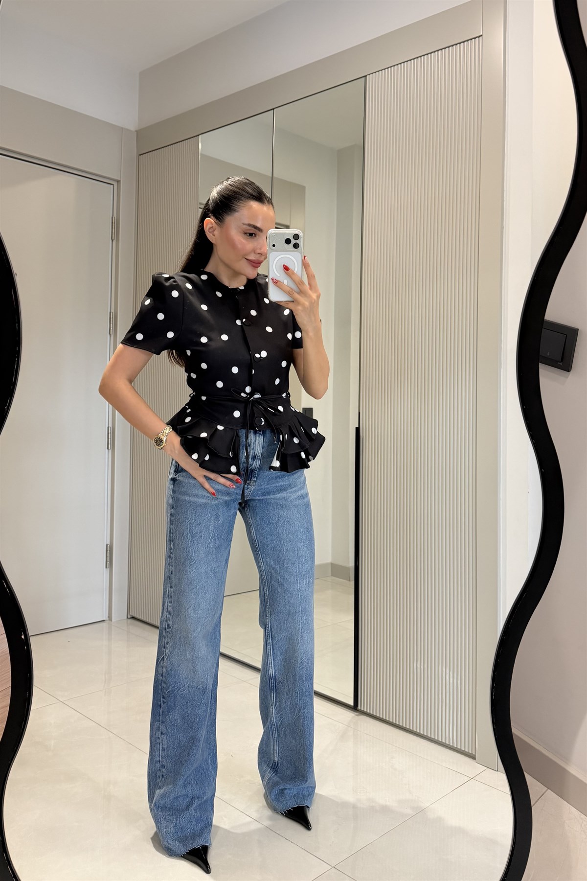 Josalia  Midblue Palazzo Yüksek Bel Jean