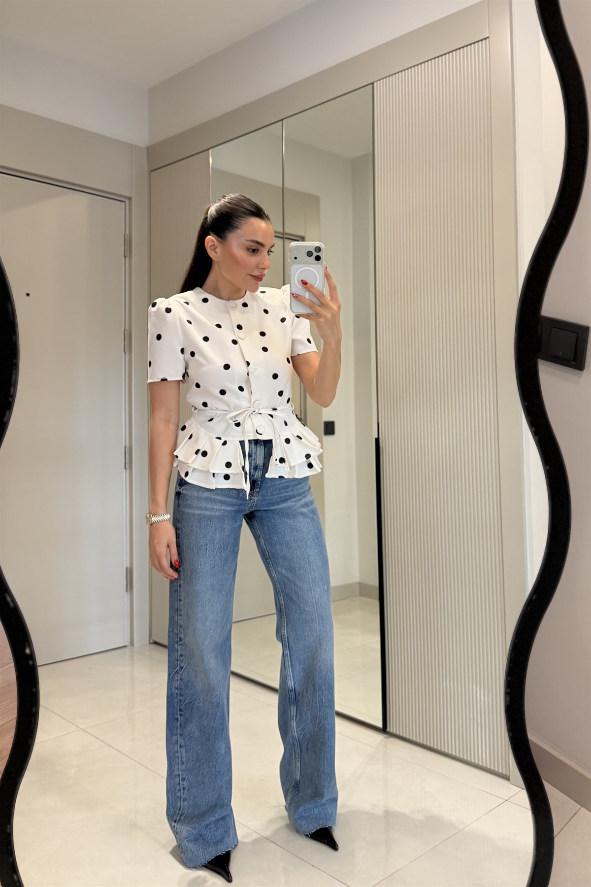 Josalia  Midblue Palazzo Yüksek Bel Jean