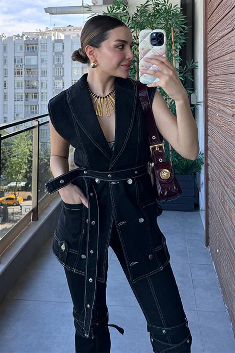 Joseph Premium Denim Yelekli Tasarım Takım - Siyah