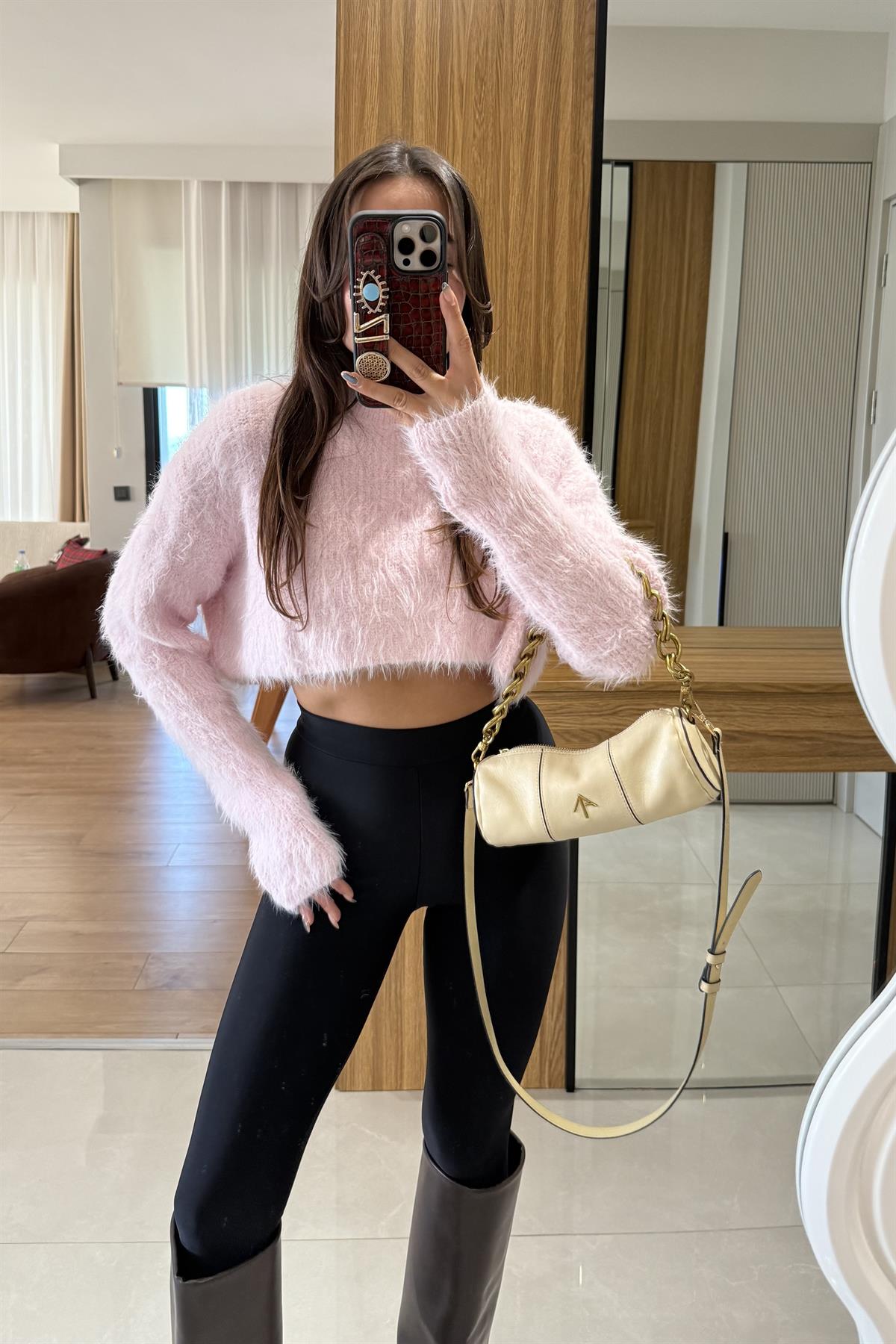 Joudy Pembe Sakallı Crop Kazak