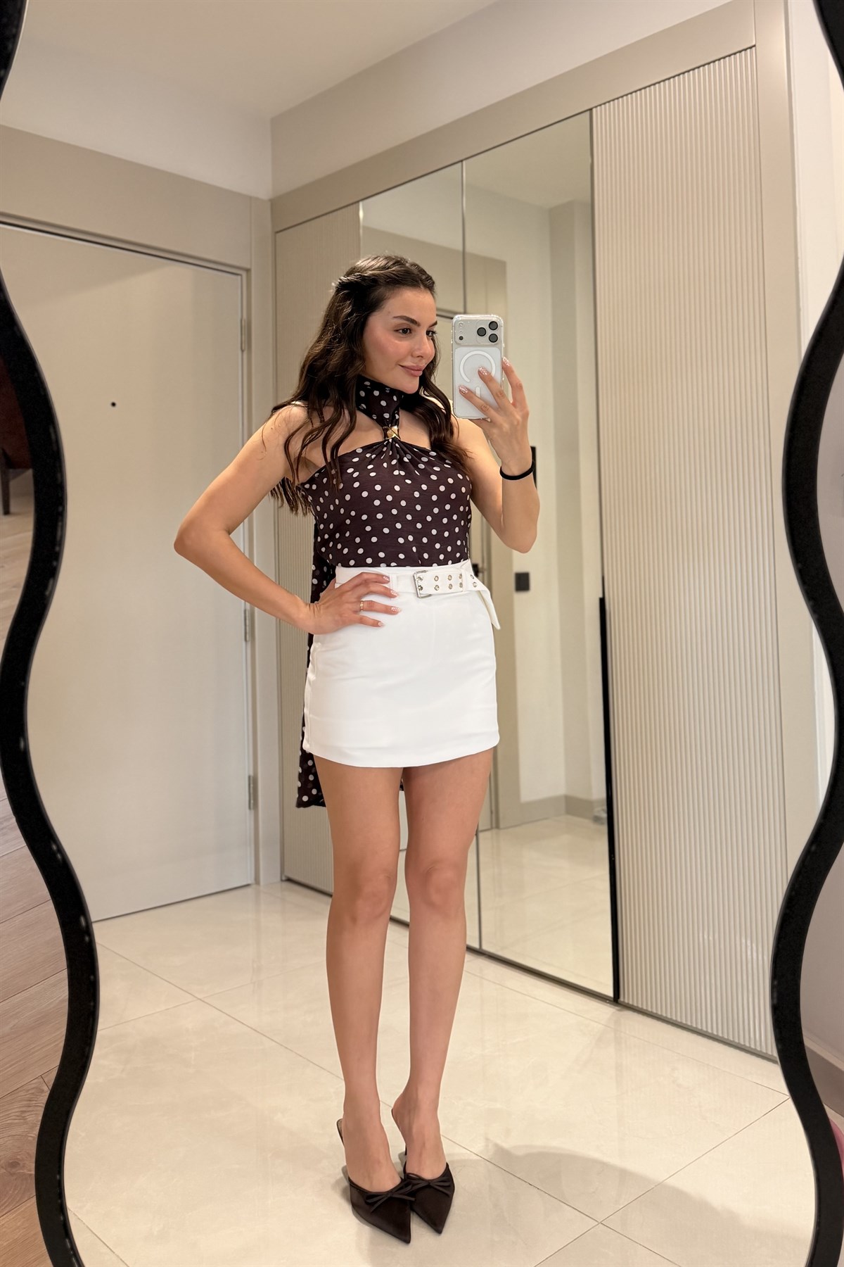 Jova Beyaz Kemerli Şort Etek