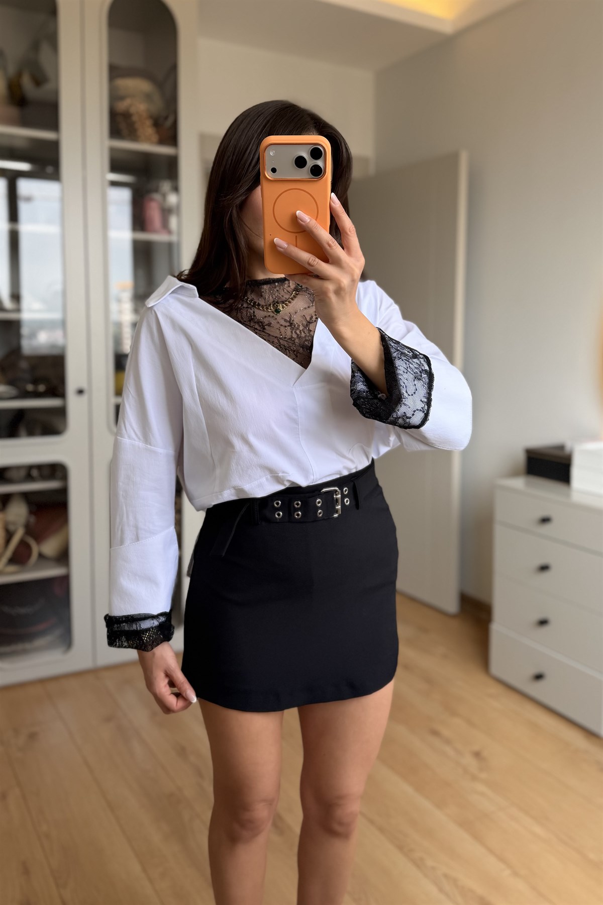 Jova Siyah Kemerli Şort Etek