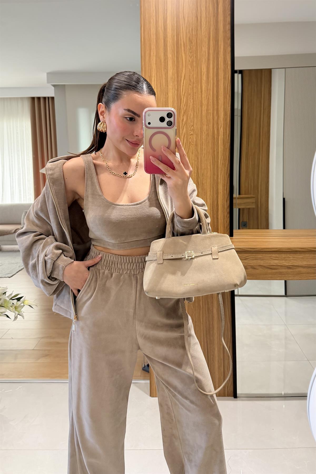 Jovie Vizon Kadife Üçlü Takım