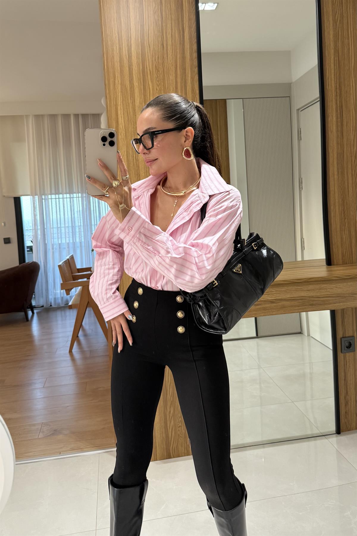 Joyce Pembe Çizgili Gömlek 