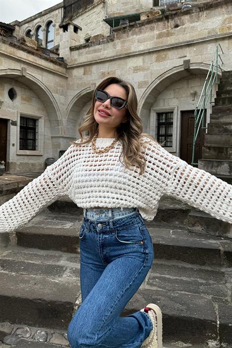 Joyful Ekru Ajurlu Triko