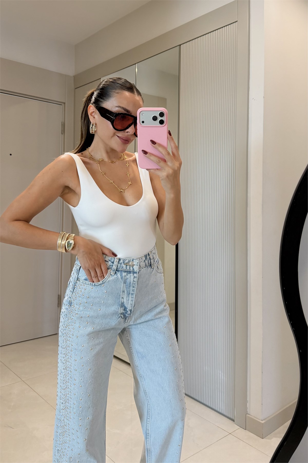 Julia Lightblue Kenarları Zımba Detaylı Jean