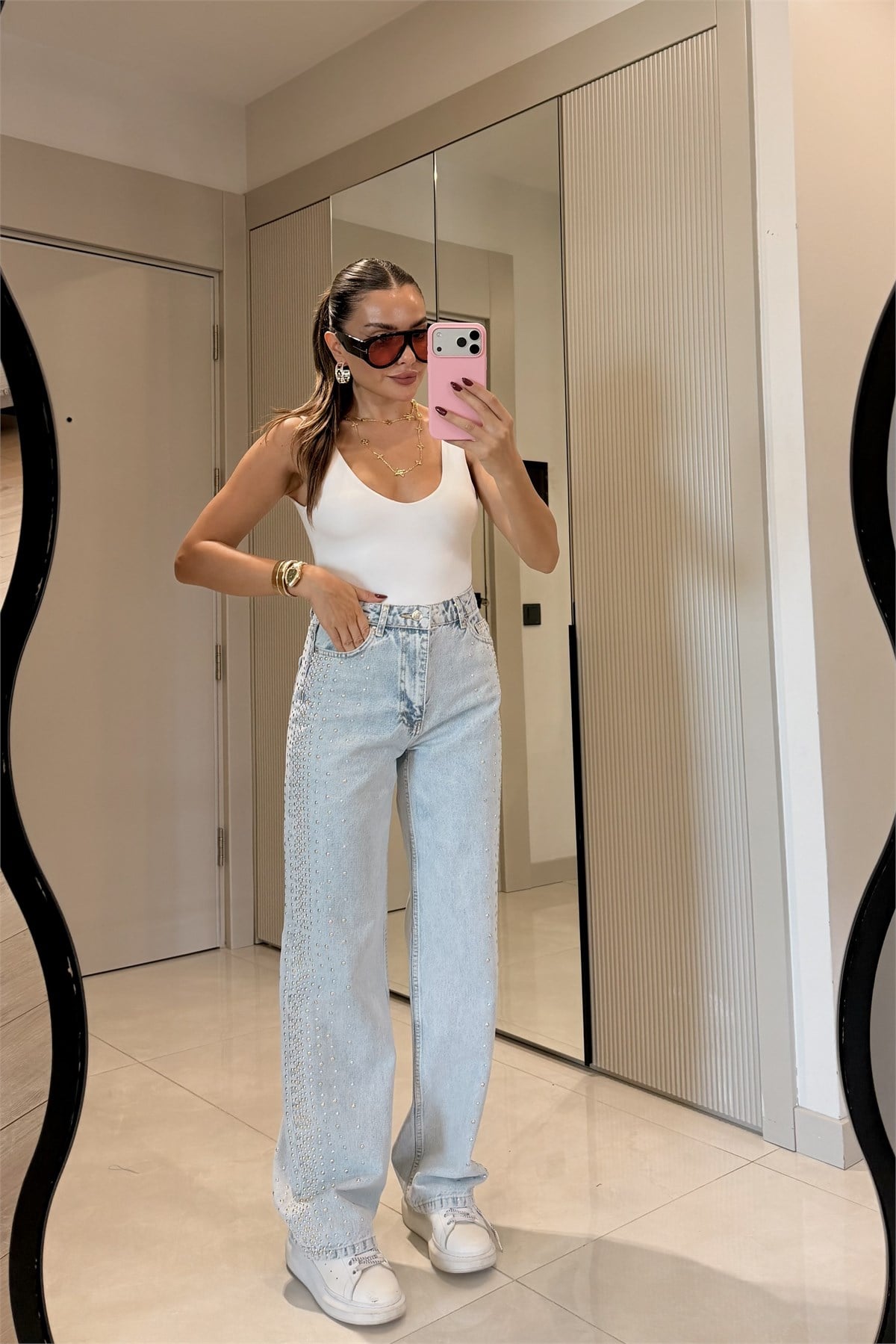 Julia Lightblue Kenarları Zımba Detaylı Jean
