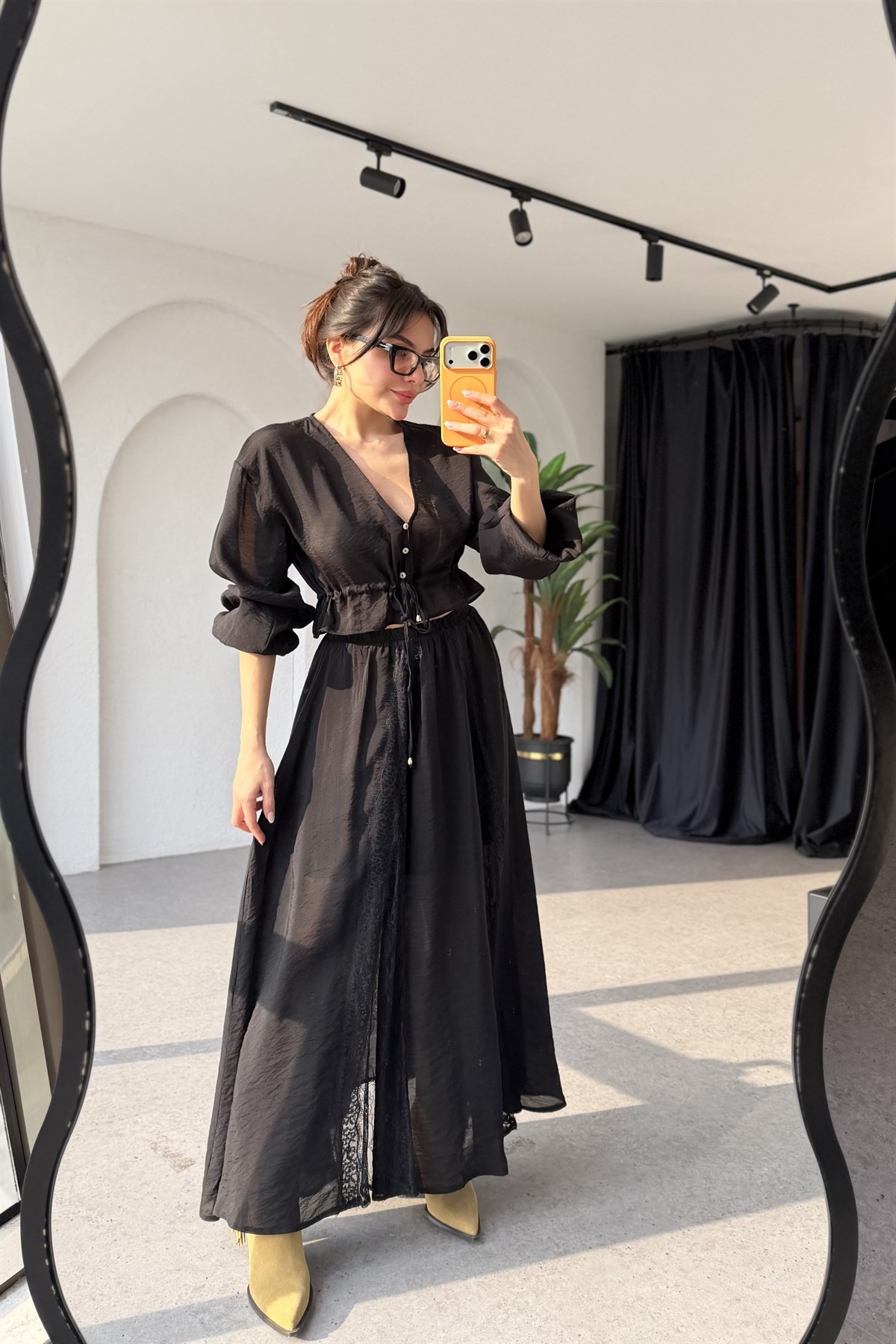 Julieta Siyah Dantel Detaylı Etek