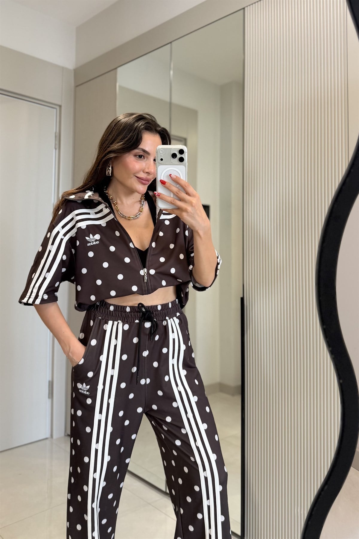 Julika Kahve Puantiyeli Eşofman Takımı