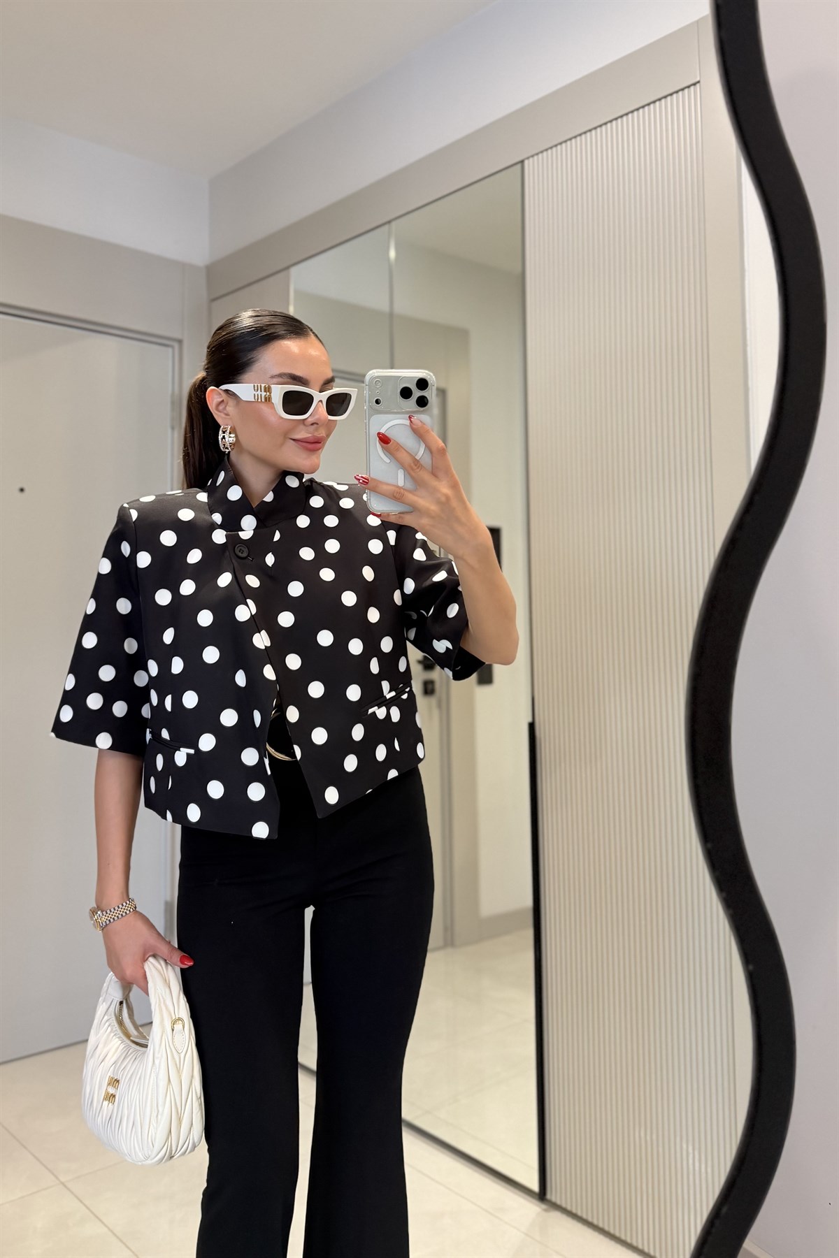 Julles Siyah Puantiye Vatkalı Blazer Ceket