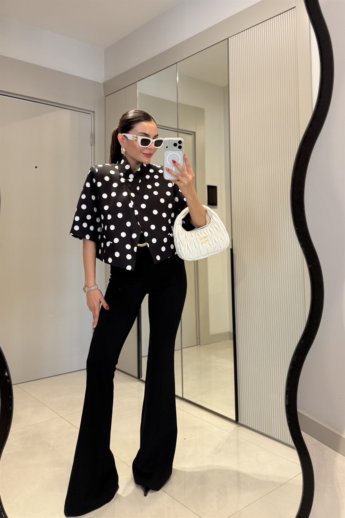 Julles Siyah Puantiye Vatkalı Blazer Ceket