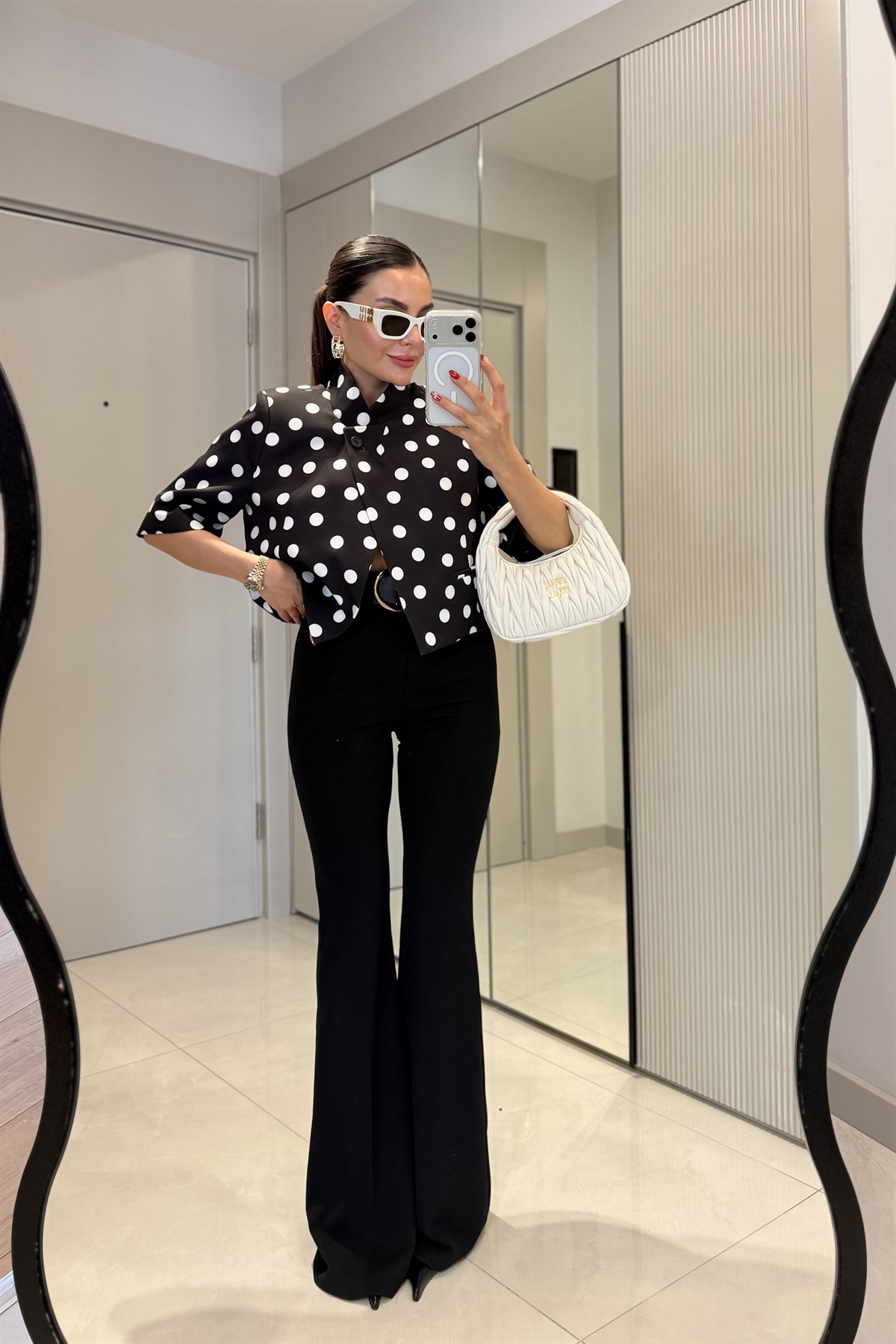 Julles Siyah Puantiye Vatkalı Blazer Ceket