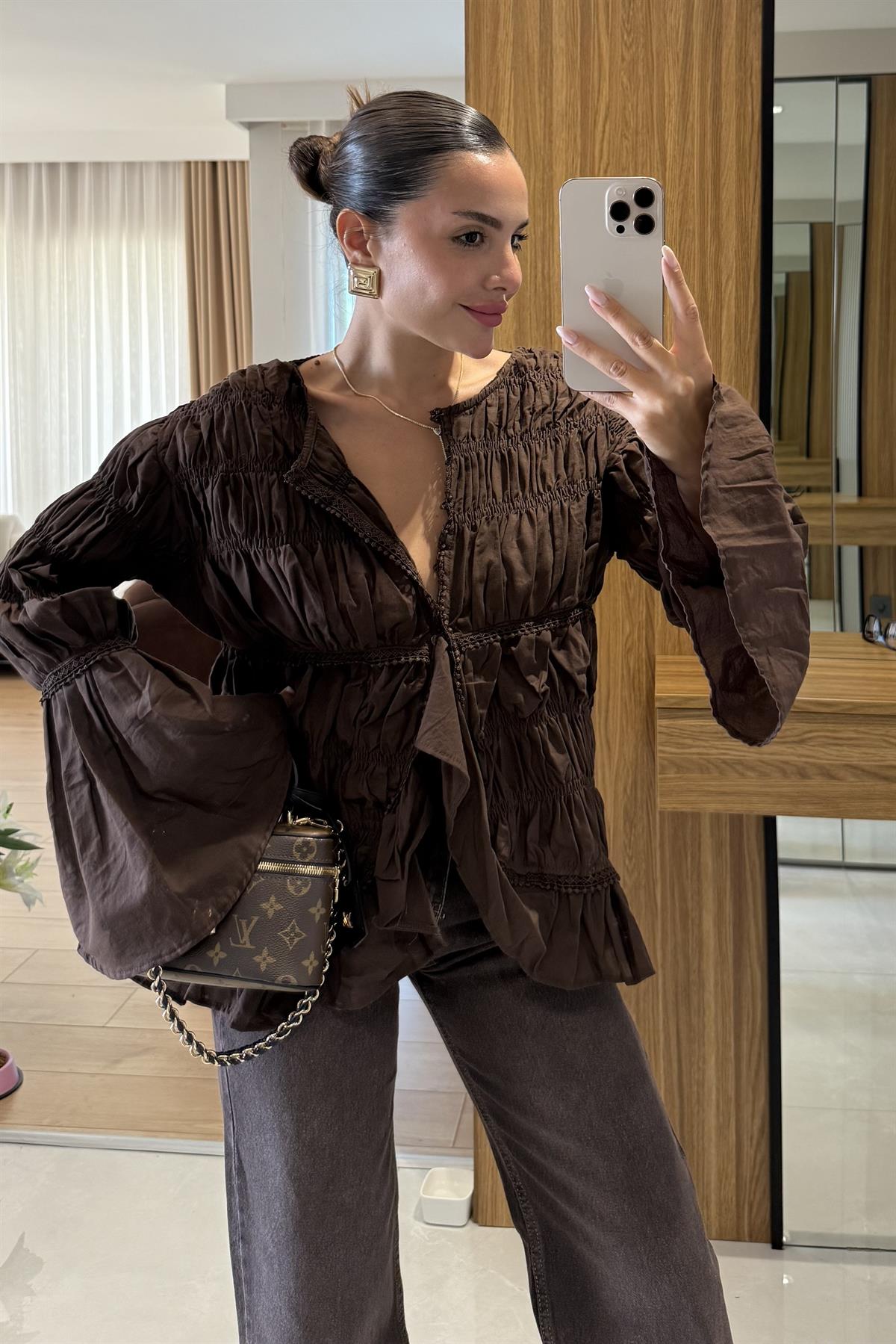 June Acı Kahve Gipeli Premium Gömlek