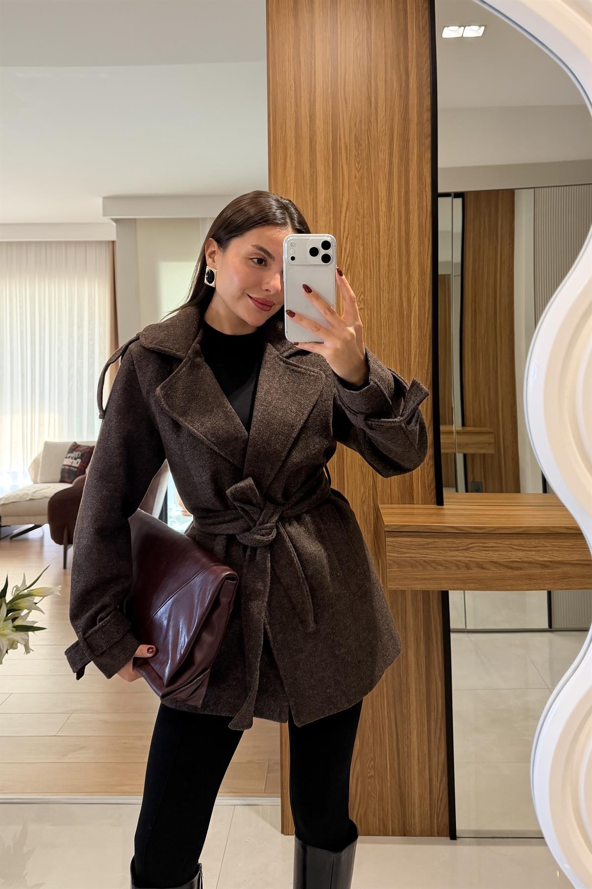 Justin Kahve Kaşe Kuşaklı Kaban