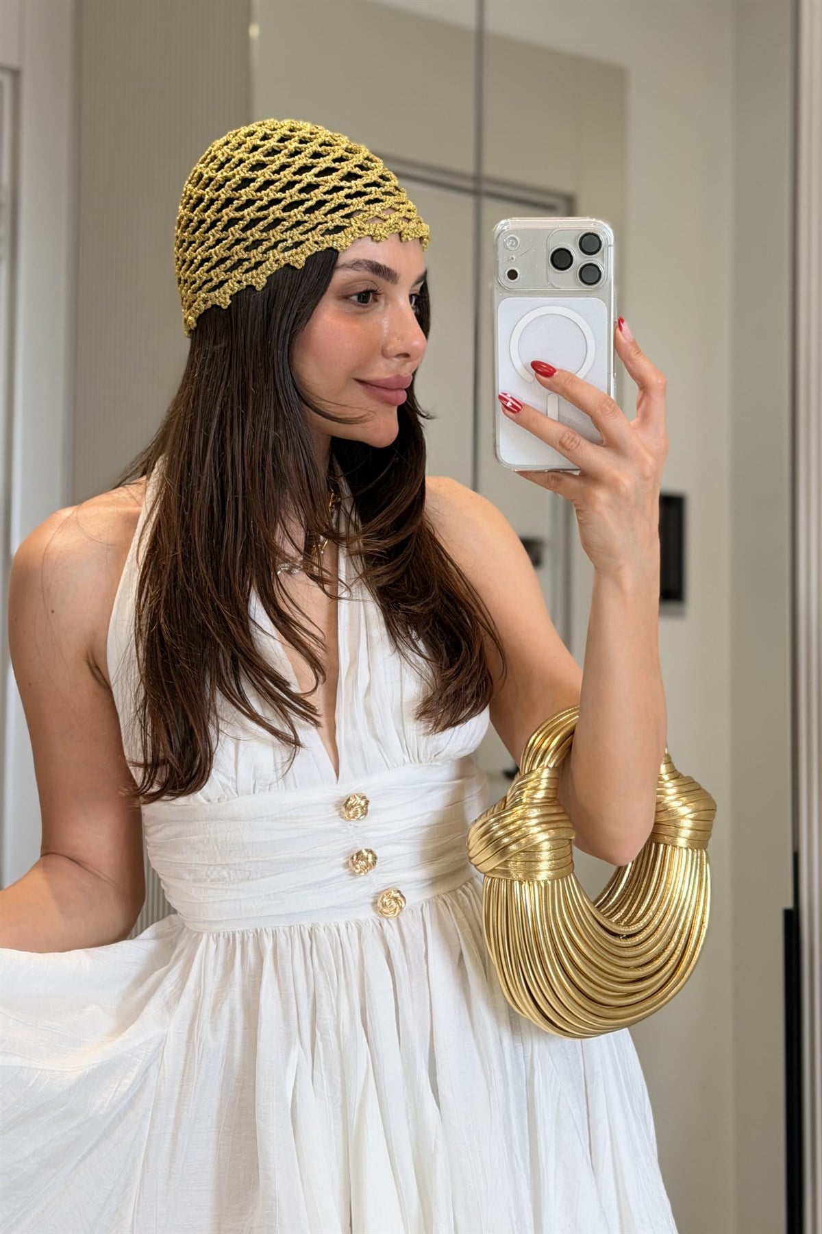 Juvia Gold Simli Örme Saç Aksesuarı