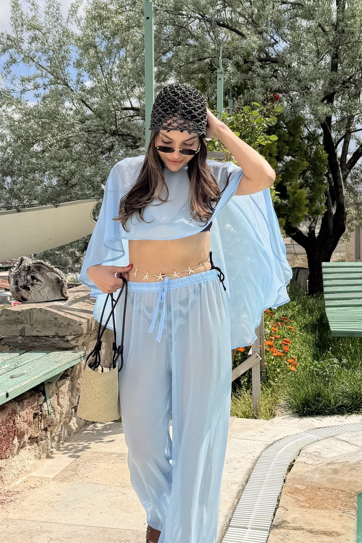 Juvia Siyah Simli Örme Saç Aksesuarı