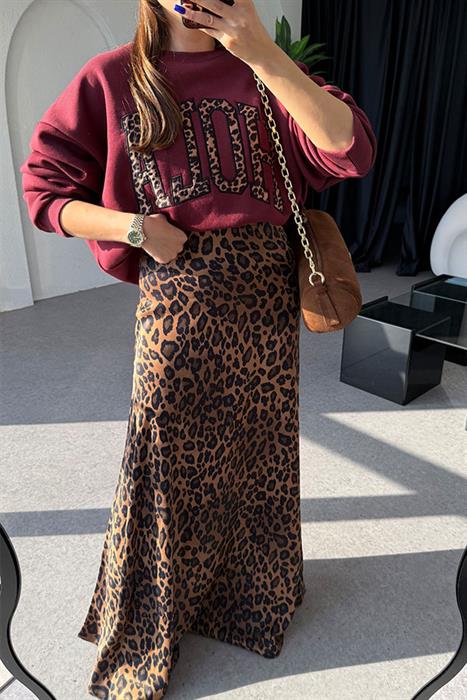 Kaleria Leopar Saten Etek