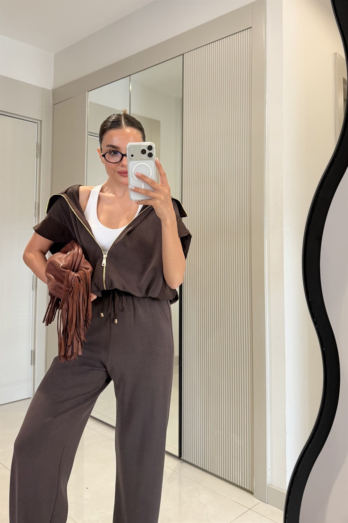 Kalia Kahve Premium Yelekli Modal Takım