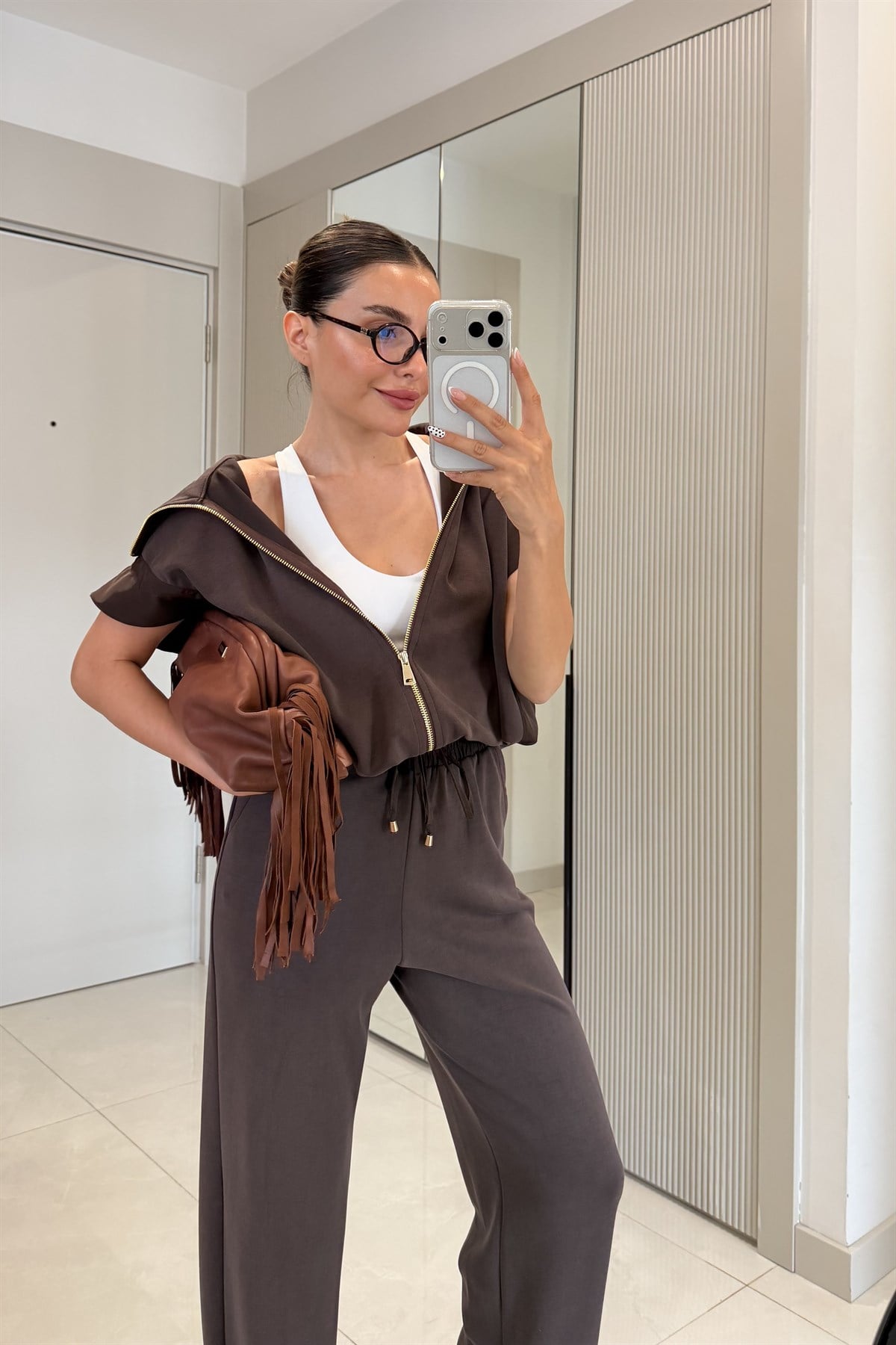 Kalia Kahve Premium Yelekli Modal Takım