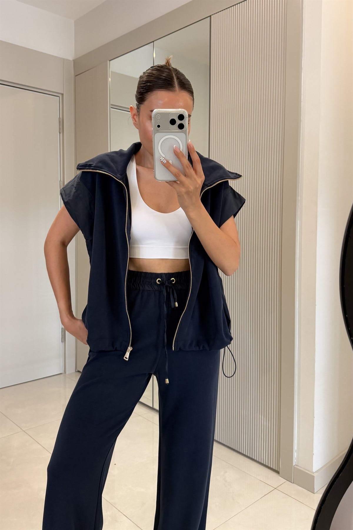 Kalia Lacivert Premium Yelekli Modal Takım