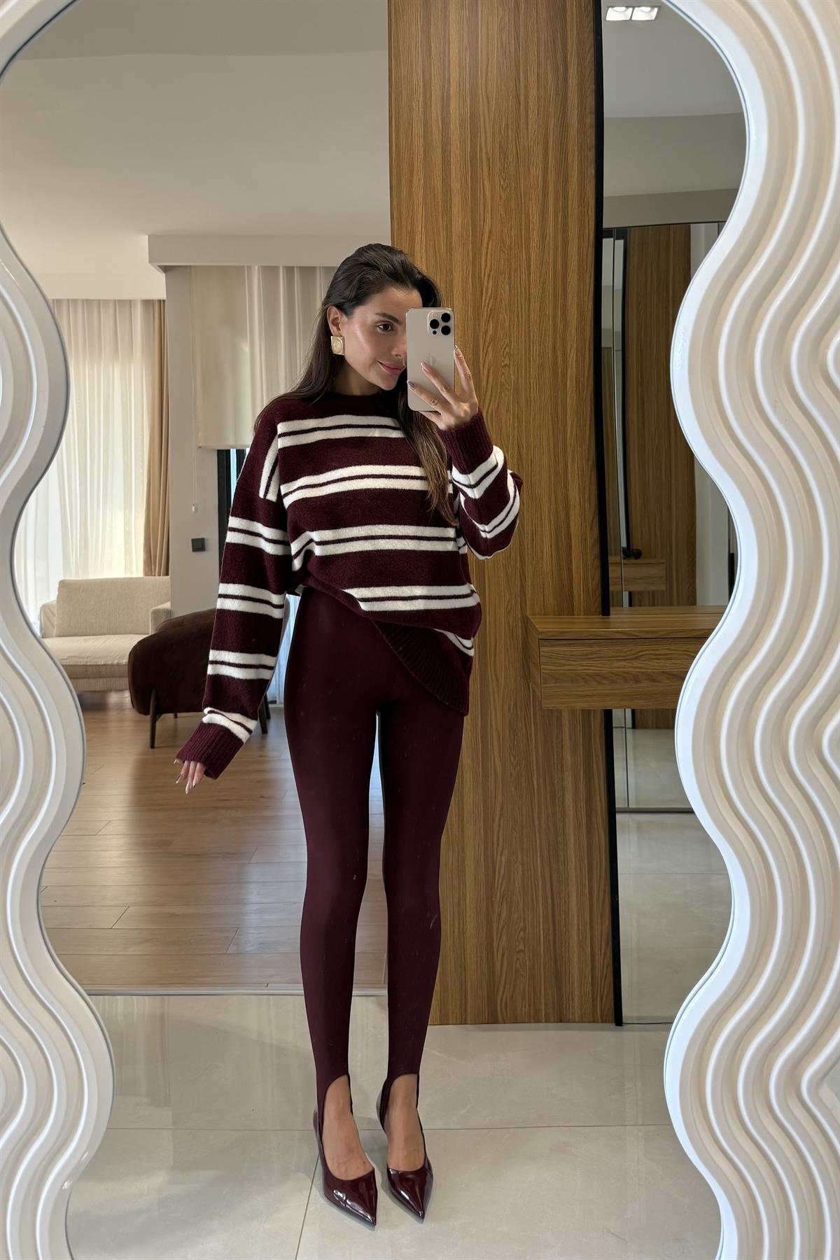 Katanya Bordo Füzo Toparlayıcı Tayt