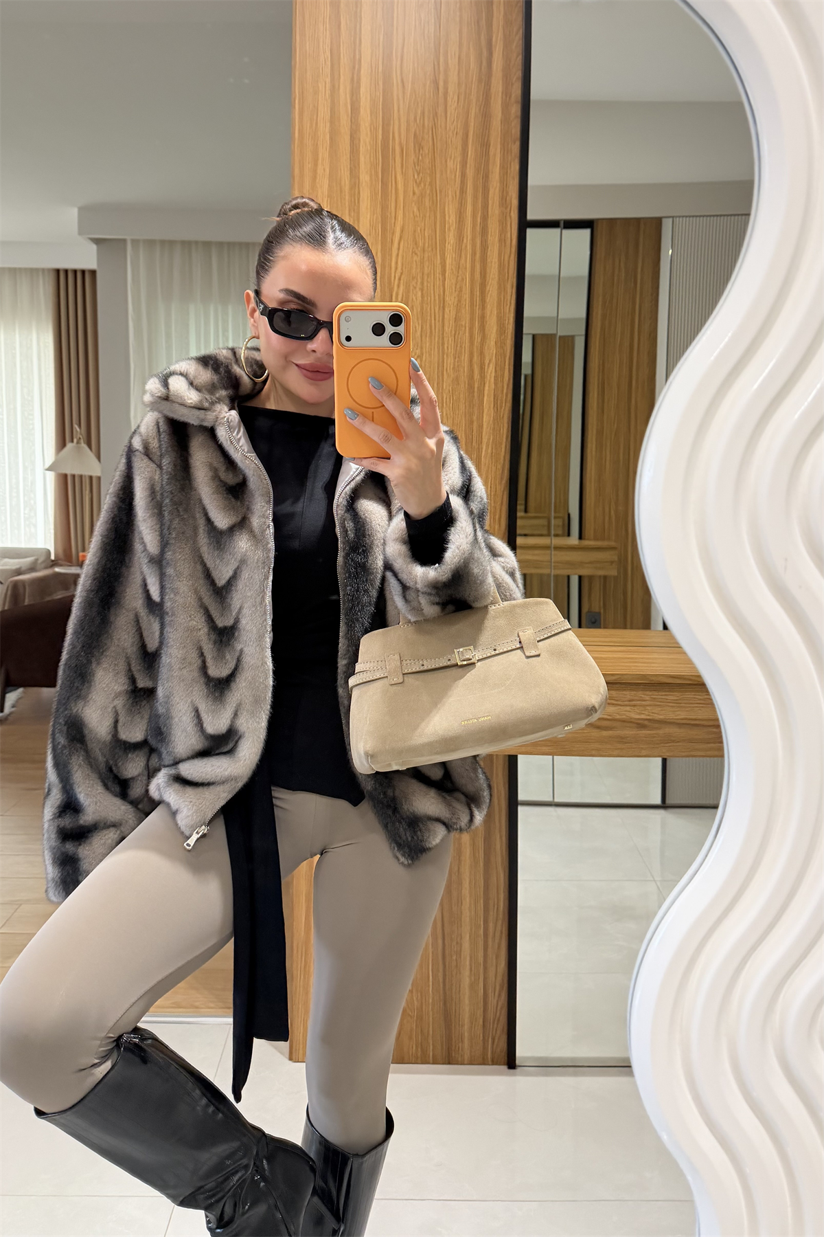 Katerina Gri Renk Geçişli Kürk