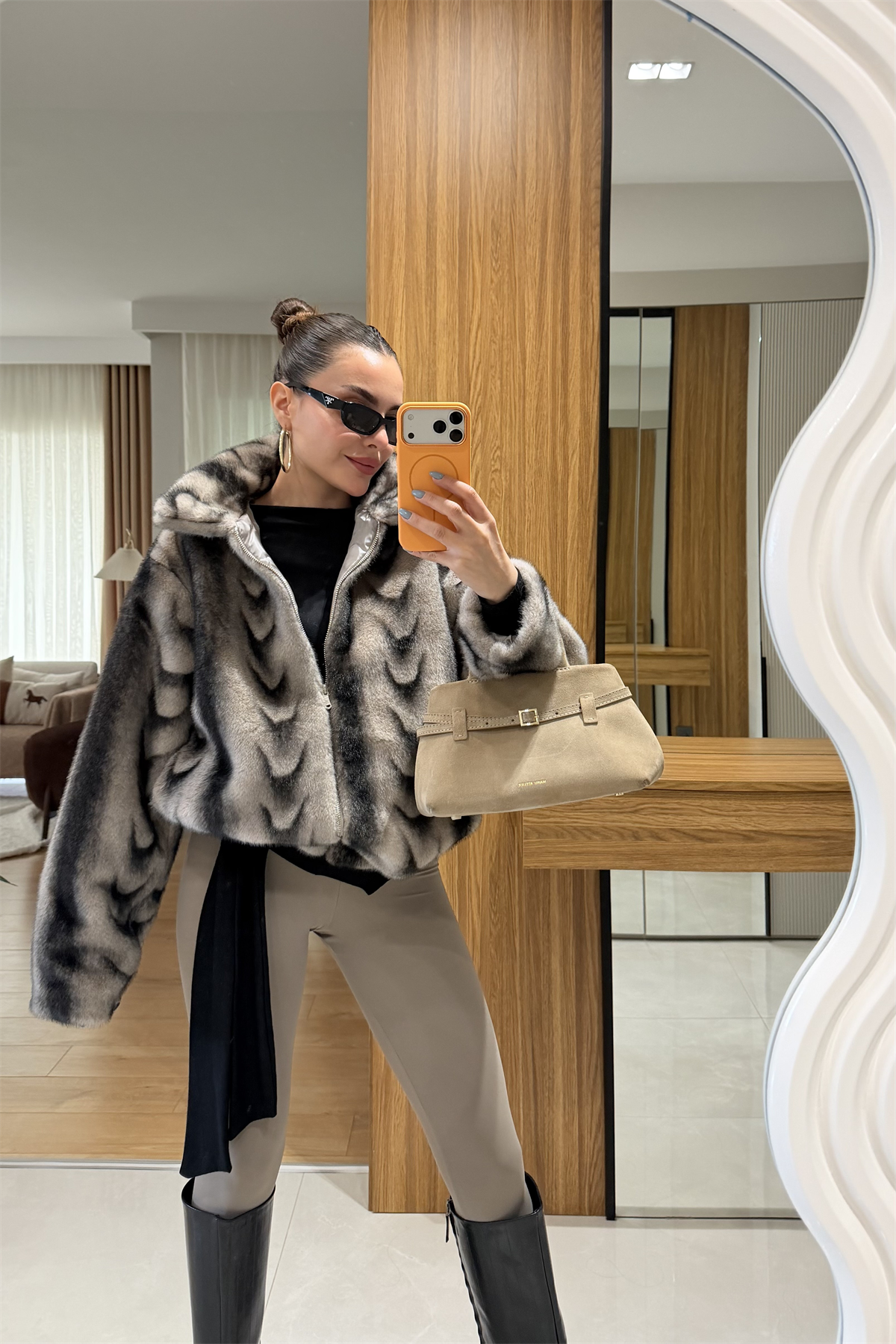 Katerina Gri Renk Geçişli Kürk