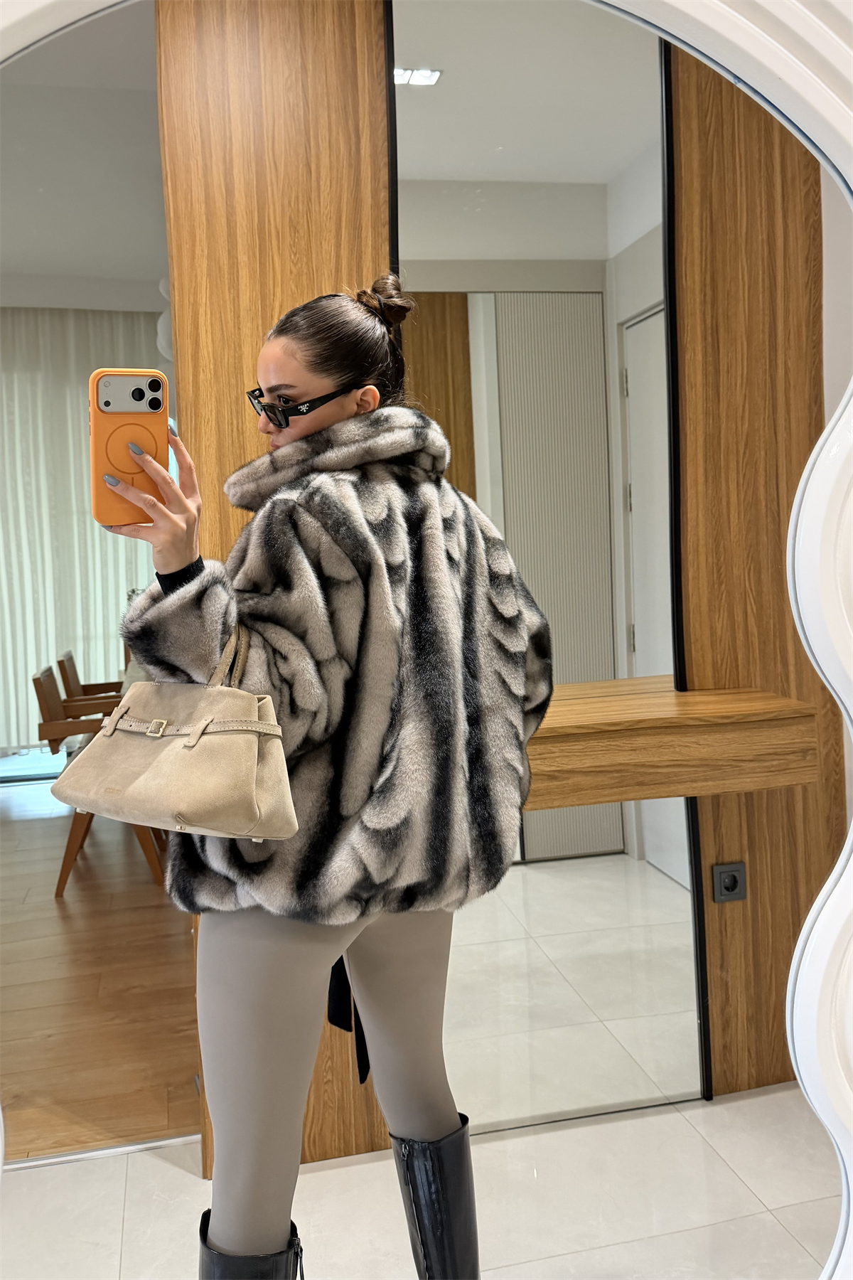 Katerina Gri Renk Geçişli Kürk
