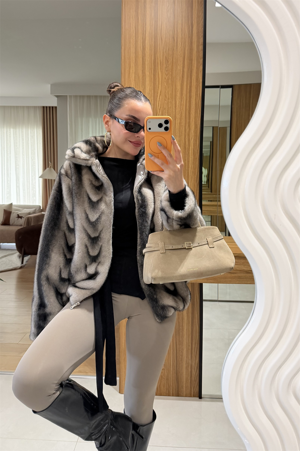 Katerina Gri Renk Geçişli Kürk