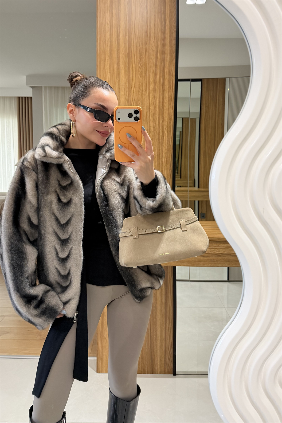 Katerina Gri Renk Geçişli Kürk